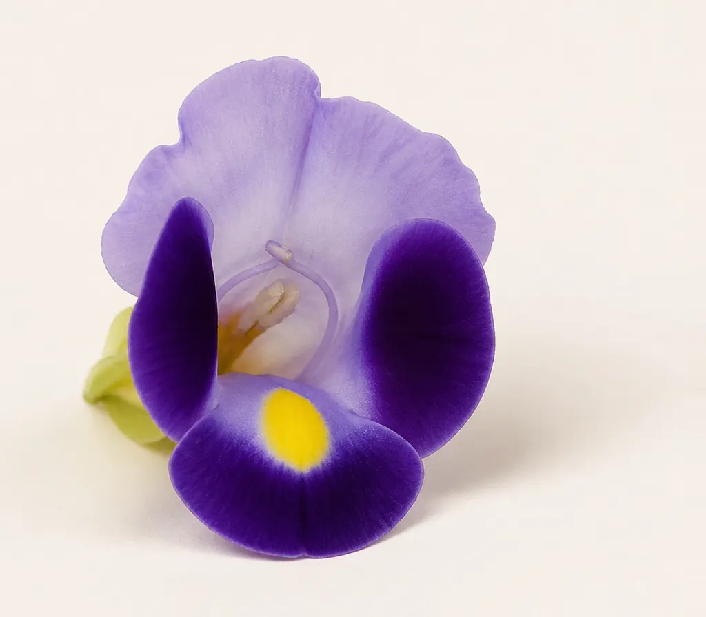 A single Torenia blossom, cut for the plate